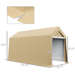 -Outsunny Galvanized 7' x 12' Outdoor Storage Tent, Heavy Duty and Waterproof Portable Shed, for Bike, Motorcycle, Tools, Beige - Outdoor Style Company