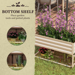 -Outsunny Galvanized Raised Garden Bed, Metal Planter Box with Legs, Storage Shelf and Bed Liner, Cream - Outdoor Style Company