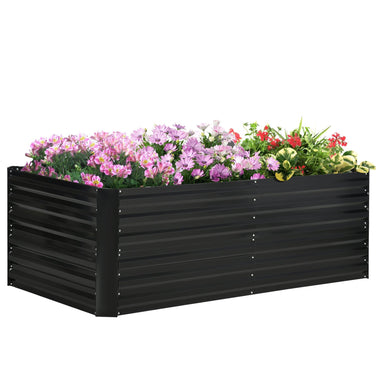 '-Outsunny Galvanized Raised Garden Bed, Steel Outdoor Planters with Reinforced Rods,, 71'' x 36'' x 23'', Black - Outdoor Style Company