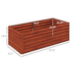 '-Outsunny Galvanized Raised Garden Bed, Steel Outdoor Planters with Reinforced Rods,, 71'' x 36'' x 23'', Dark Brown - Outdoor Style Company