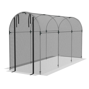 '-Outsunny Galvanized Steel Crop Cage, Plant Protection Tent with Zippered Door, 4' x 12', Black - Outdoor Style Company