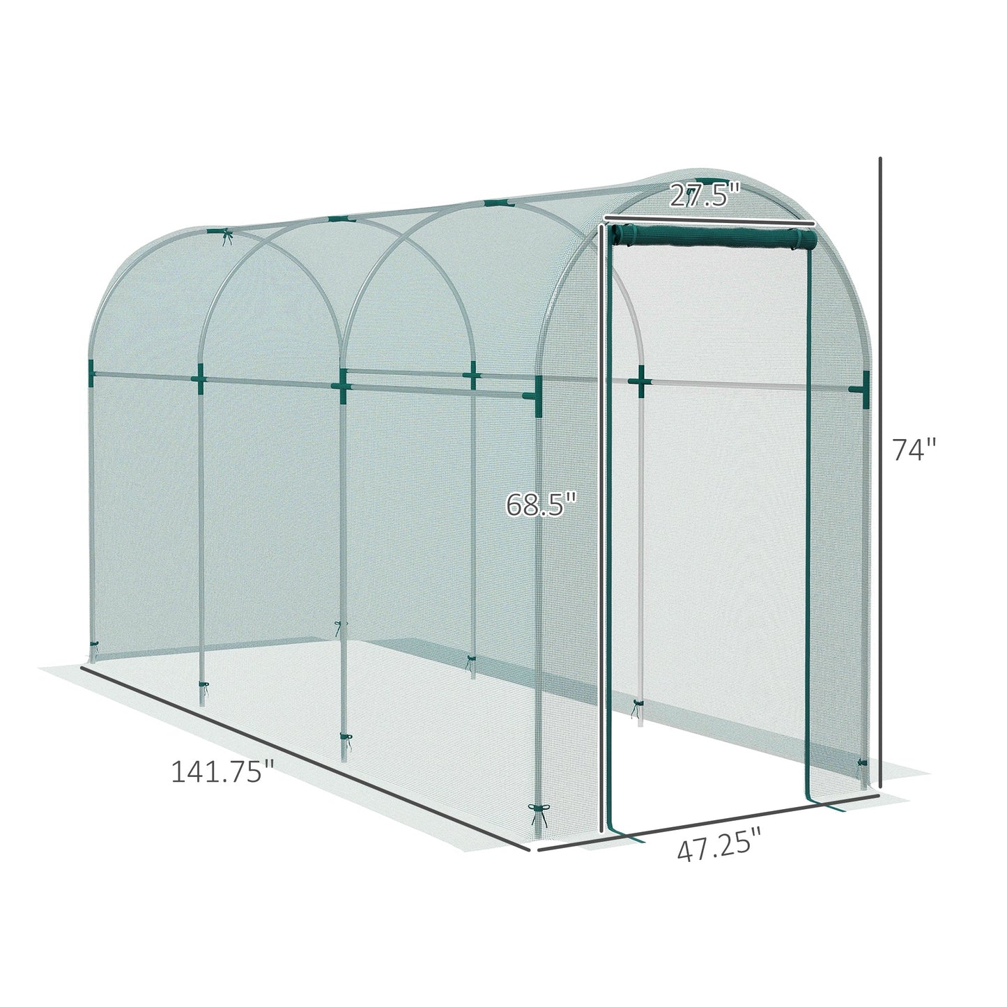 '-Outsunny Galvanized Steel Crop Cage, Plant Protection Tent with Zippered Door, 4' x 12', Green - Outdoor Style Company