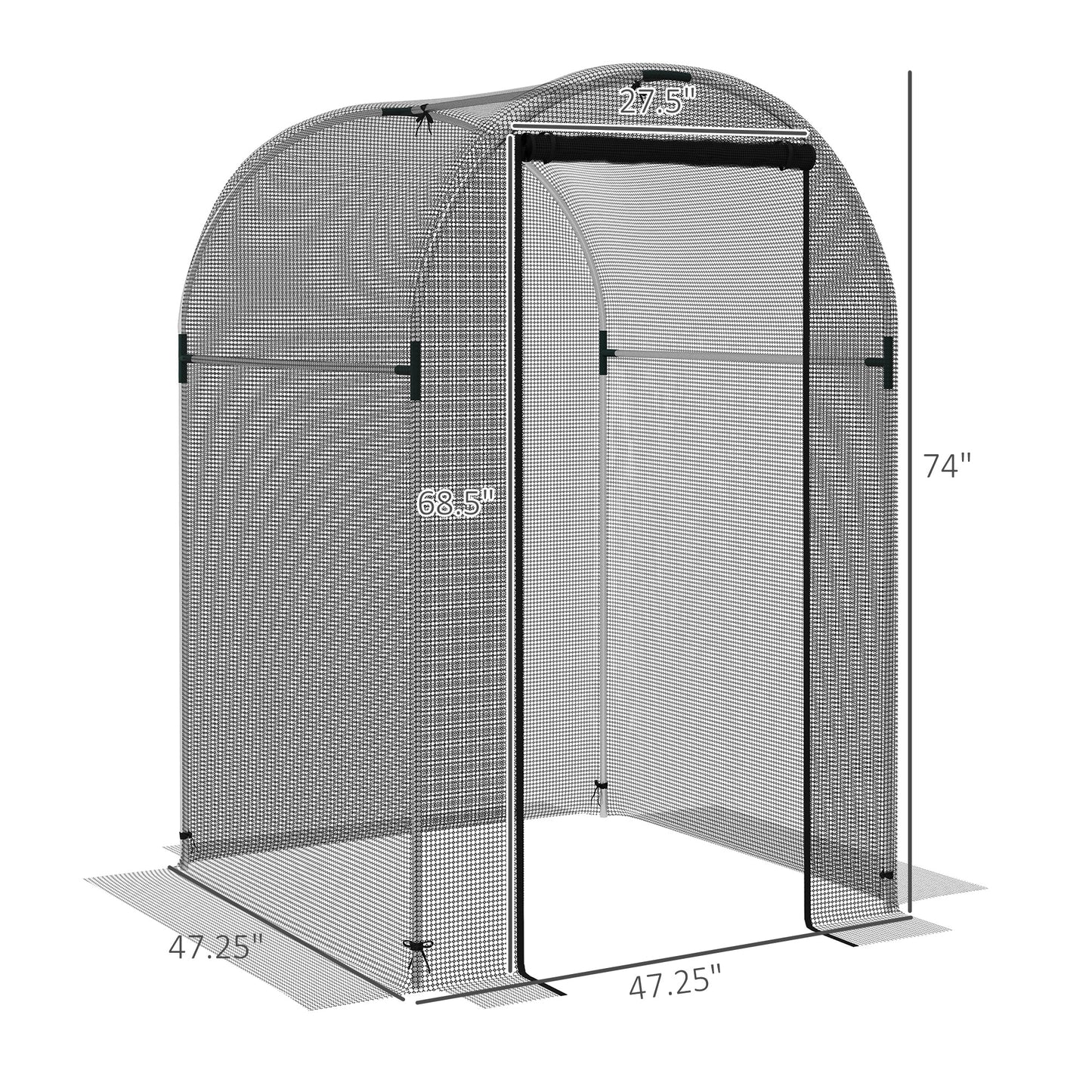 '-Outsunny Galvanized Steel Crop Cage, Plant Protection Tent with Zippered Door, 4' x 4', Black - Outdoor Style Company