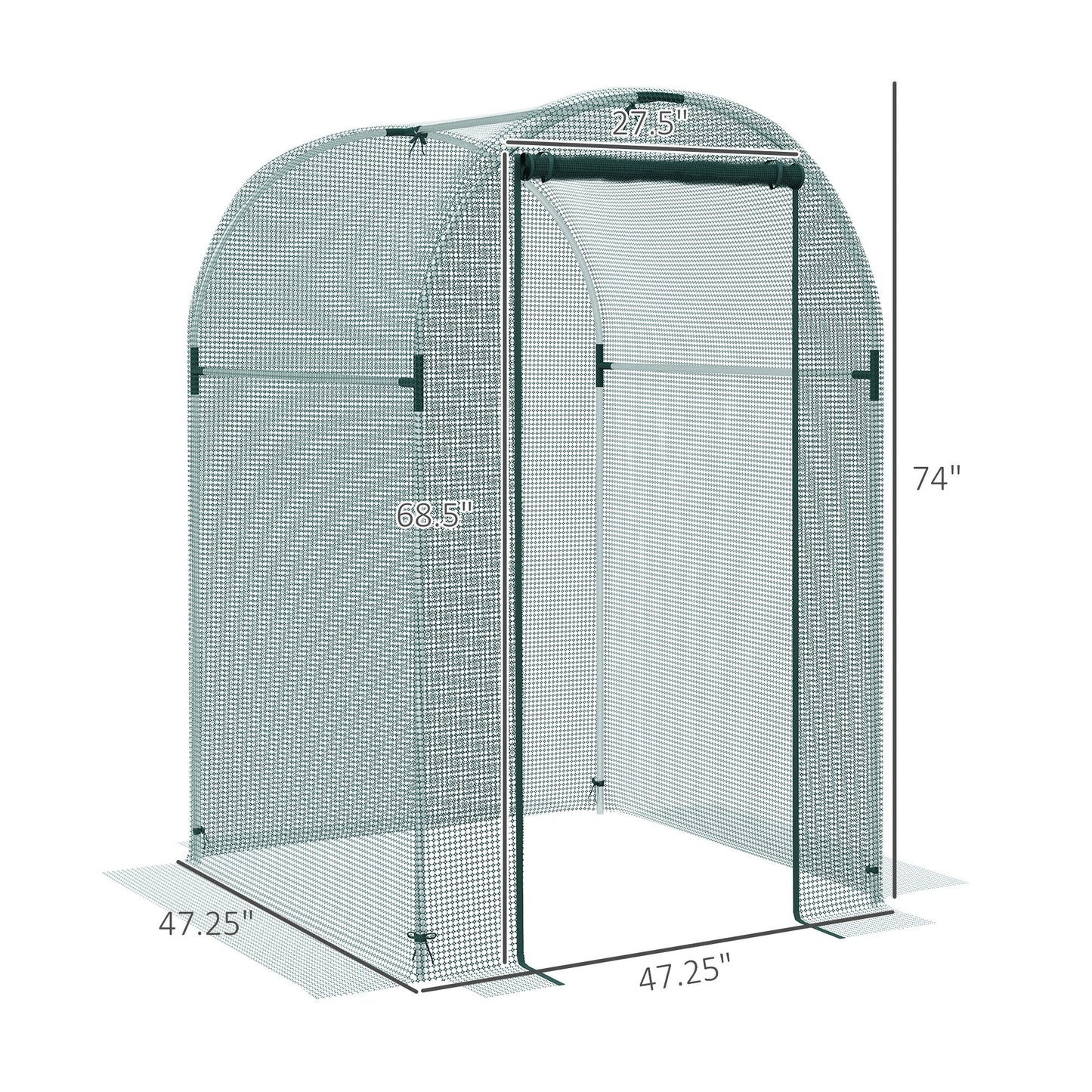 '-Outsunny Galvanized Steel Crop Cage, Plant Protection Tent with Zippered Door, 4' x 4', Green - Outdoor Style Company