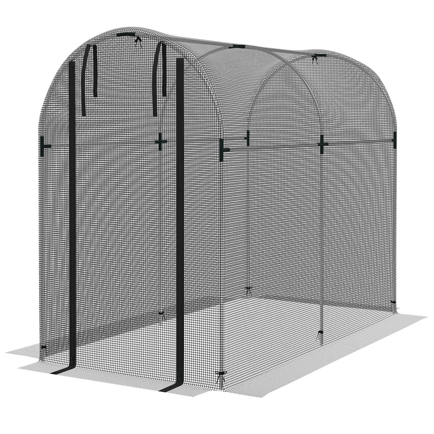 '-Outsunny Galvanized Steel Crop Cage, Plant Protection Tent with Zippered Door, 4' x 8', Black - Outdoor Style Company