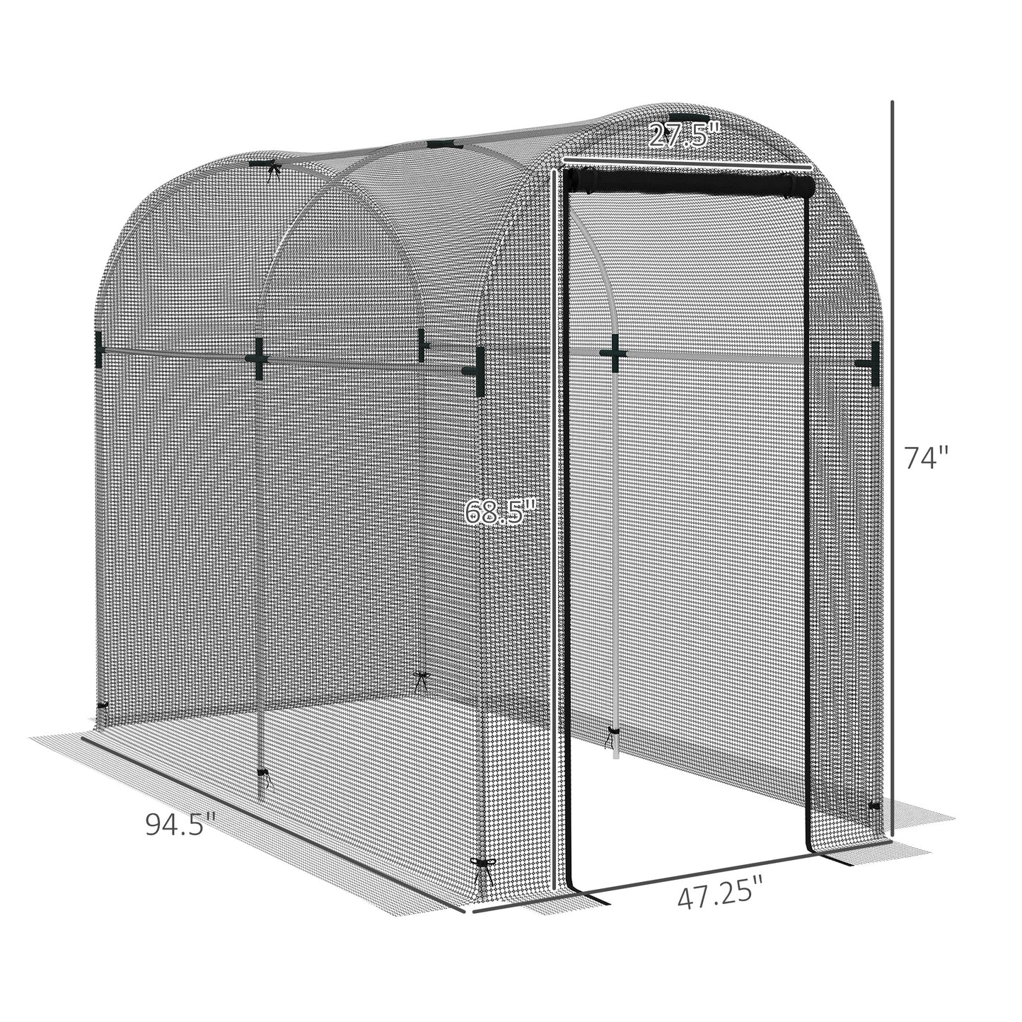 '-Outsunny Galvanized Steel Crop Cage, Plant Protection Tent with Zippered Door, 4' x 8', Black - Outdoor Style Company