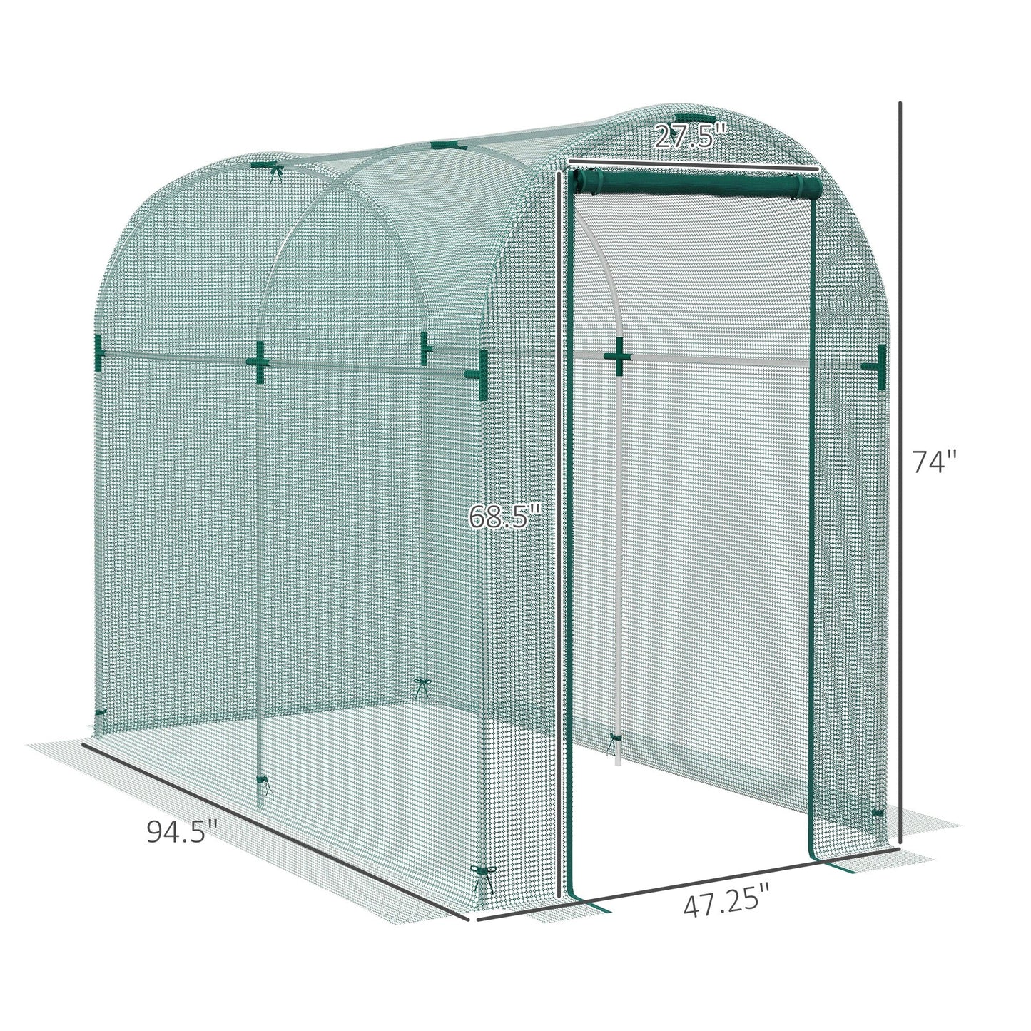 '-Outsunny Galvanized Steel Crop Cage, Plant Protection Tent with Zippered Door, 4' x 8', Green - Outdoor Style Company