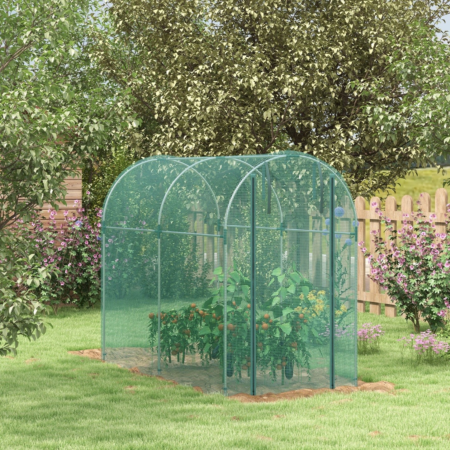 '-Outsunny Galvanized Steel Crop Cage, Plant Protection Tent with Zippered Door, 4' x 8', Green - Outdoor Style Company