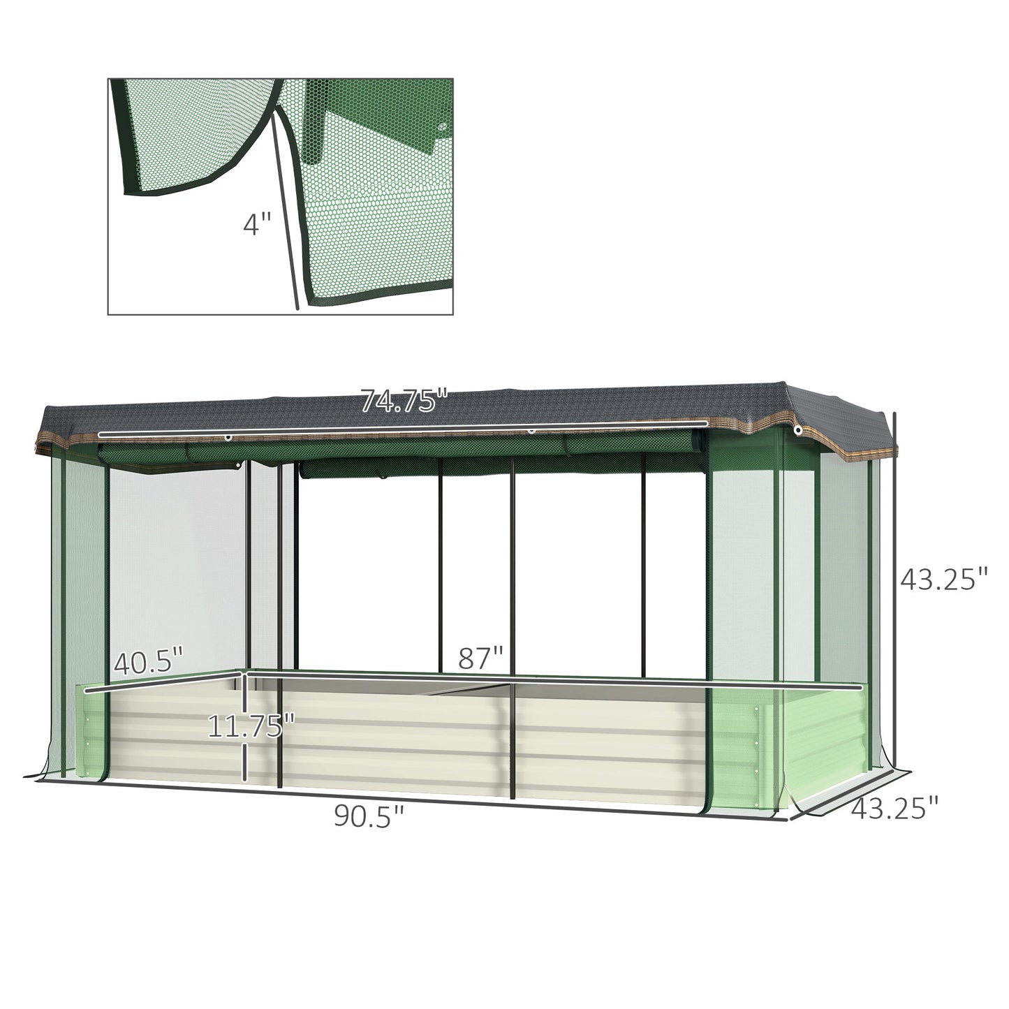 '-Outsunny Galvanized Steel Planter Box with Crop Cage and Shade Cloth, Raised Garden Bed for Flowers, Vegs and Herbs, Beige - Outdoor Style Company