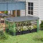 '-Outsunny Galvanized Steel Planter Box with Crop Cage and Shade Cloth, Raised Garden Bed for Flowers, Vegs and Herbs, Gray - Outdoor Style Company