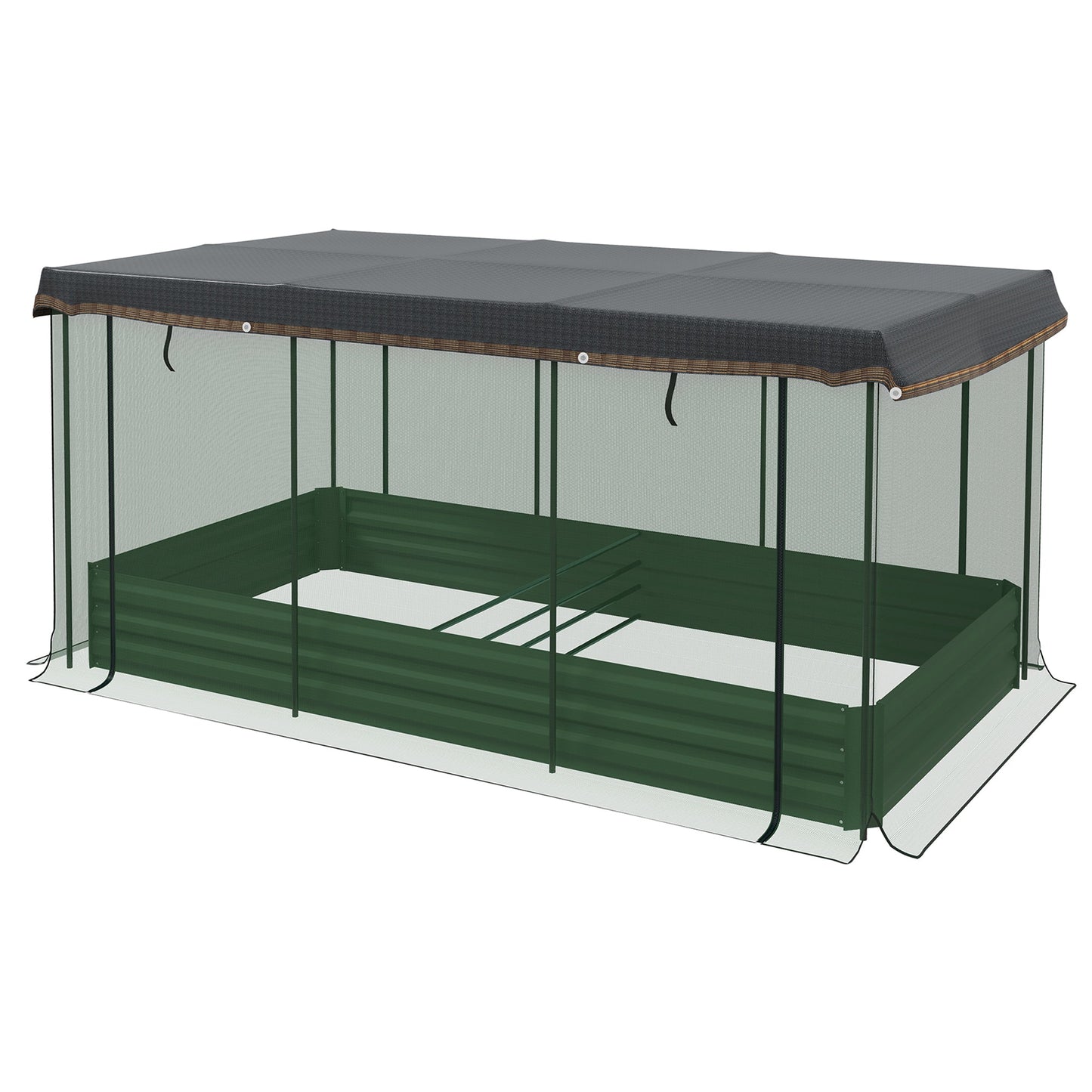 '-Outsunny Galvanized Steel Planter Box with Crop Cage and Shade Cloth, Raised Garden Bed for Flowers, Vegs and Herbs, Green - Outdoor Style Company