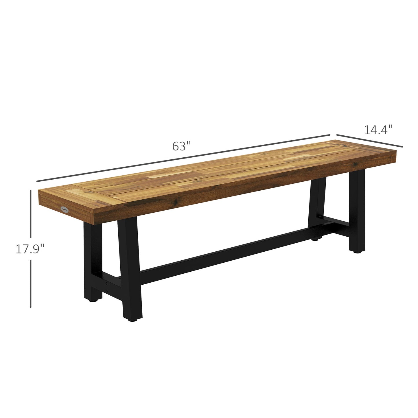 '-Outsunny Garden Bench with Acacia Wood Seat, Front Porch Loveseat, 63" x 14.25" x 18", Natural - Outdoor Style Company