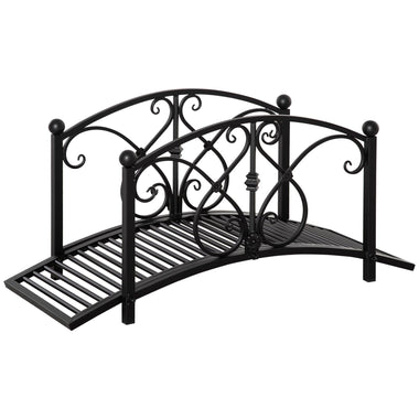 '-Outsunny Garden Bridge 3.3FT, Decorative Classic Backyard Pond Bridge with Safety Railings Black - Outdoor Style Company