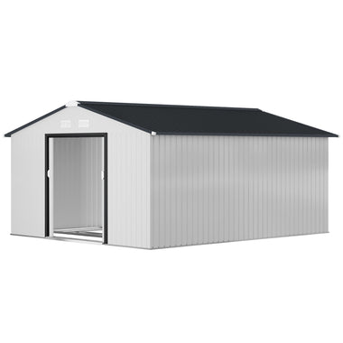 -Outsunny Garden Metal Shed, Storage Shed Utility Storage with Double Locking Doors for Bike, Yard Tools, White - Outdoor Style Company