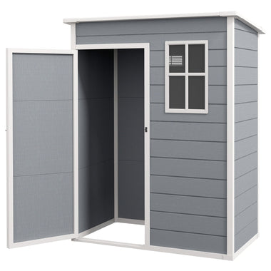 -Outsunny Garden Shed, 5'x3' Outdoor Storage Shed with Lockable Doors & Vent, Metal Utility Tool Shed for Backyard, Patio, Gray - Outdoor Style Company