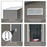 -Outsunny Garden Storage Sheds Outdoor Metal Gray 9.1'L x 6.4'W x 6.3'H - Outdoor Style Company