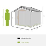 -Outsunny Garden Storage Sheds Outdoor Metal Gray 9.1'L x 6.4'W x 6.3'H - Outdoor Style Company