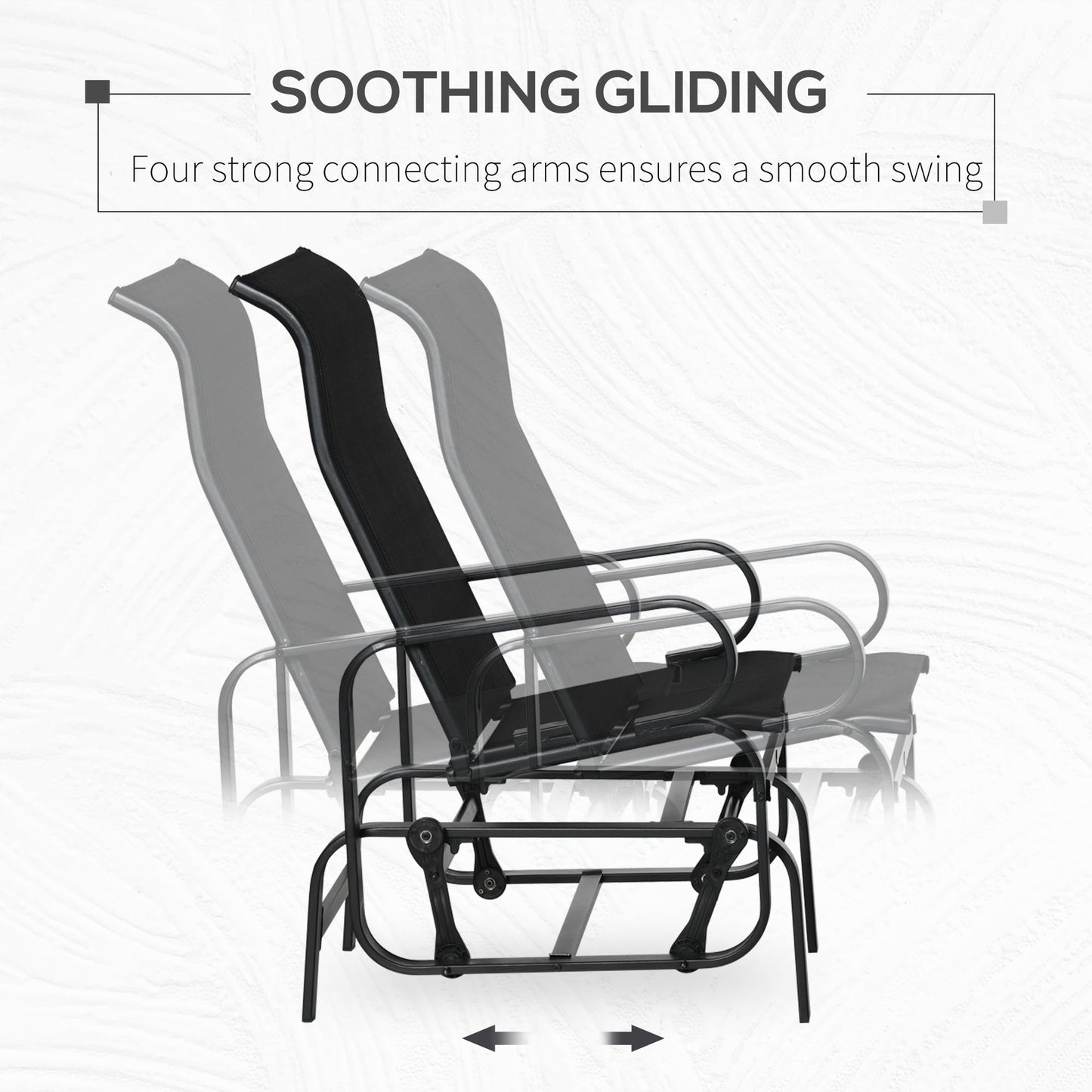 -Outsunny Glider Rocking Chair, Outdoor Glider Chair with Smooth Rocking Arms and Lightweight Construction for Patio Backyard, Black - Outdoor Style Company