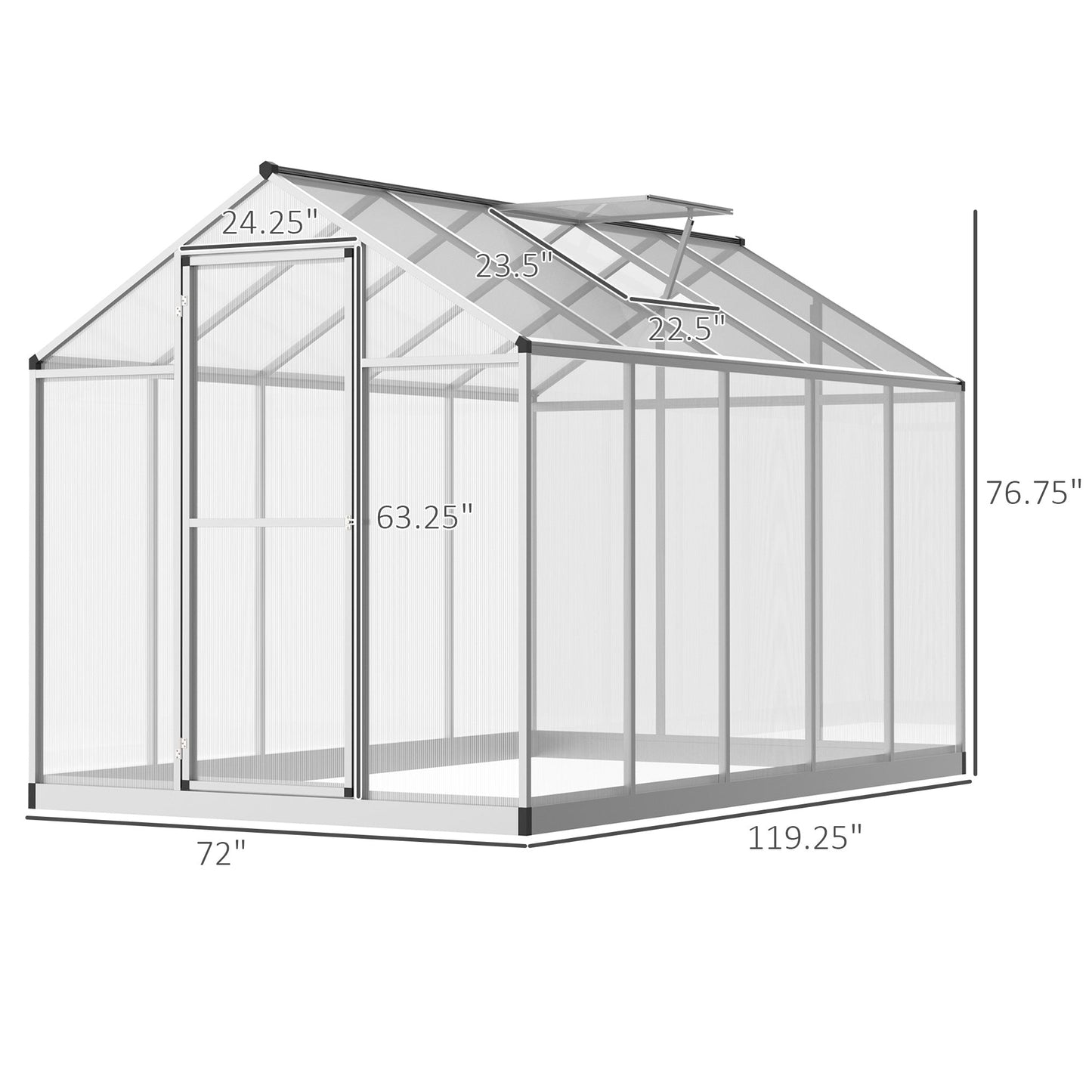 '-Outsunny Greenhouse for Winter, 10' L x 6' W Walk-In Polycarbonate Greenhouse - Outdoor Style Company