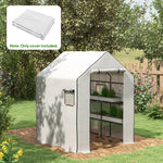 '-Outsunny Greenhouse Replacement Cover Walk-in PE Hot House Cover with Roll-up Door and Windows, 55" x 56.25" x 74.75", White - Outdoor Style Company