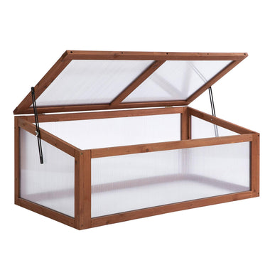 '-Outsunny Greenhouse Wooden Polycarbonate Cold Frame Grow House Outdoor Raised Planter Box Protection, PC Board, Brown, 39" x 26" x 16" - Outdoor Style Company