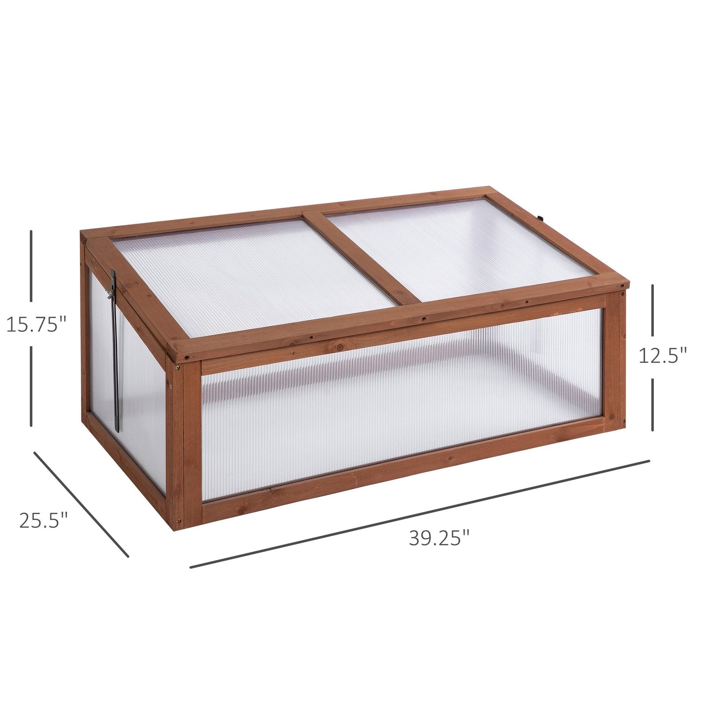 '-Outsunny Greenhouse Wooden Polycarbonate Cold Frame Grow House Outdoor Raised Planter Box Protection, PC Board, Brown, 39" x 26" x 16" - Outdoor Style Company