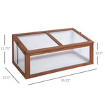 '-Outsunny Greenhouse Wooden Polycarbonate Cold Frame Grow House Outdoor Raised Planter Box Protection, PC Board, Brown, 39" x 26" x 16" - Outdoor Style Company