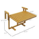 '-Outsunny Hanging Deck Table, Wood Frame, 26.75" x 25.5" x 16" -21.75", Natural - Outdoor Style Company