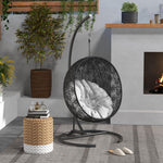 Reclining Lounge Chairs - Outsunny Hanging Hammock Chair Stand with Round Base, Î¦40.2" x 76.8", Black - Outdoor Style Company