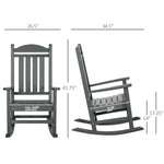 Reclining Lounge Chairs - Outsunny HDPE Porch Rocker Chair, Outdoor Rocking Chair with High Back, Arms, Slatted Design, for Indoor and Outdoor, Dark Gray - Outdoor Style Company