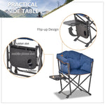 '-Outsunny Heavy Duty Camping Folding Director Chair Oversize Padded Seat w/ Side Table Compact and Sturdy for Outdoor,Picnic, Hiking, Blue - Outdoor Style Company