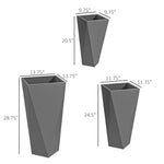 Floor Planters - Outsunny Indoor Outdoor Planters Set of 3 MgO Tall Planters Stackable Flower Pots with Drainage Holes for Garden Balcony Gray - Outdoor Style Company