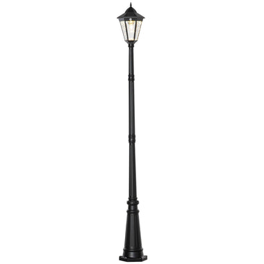 '-Outsunny Lamp Post Light Outdoor Solar-Powered LEDs, All-Weather Protection Vintage Streetlight, w/ Clear Glass, for Patio Garden, 92.5" Black - Outdoor Style Company