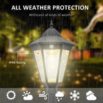 -Outsunny Lamp Post Light Outdoor Solar-Powered LEDs, All-Weather Protection Vintage Streetlight, w/ Clear Glass, for Patio Garden, 92.5" Black - Outdoor Style Company