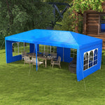 '-Outsunny Large 10' x 20' Gazebo Canopy Party Tent with 4 Removable Window Side Walls, Wedding, Picnic Outdoor Events, Blue - Outdoor Style Company