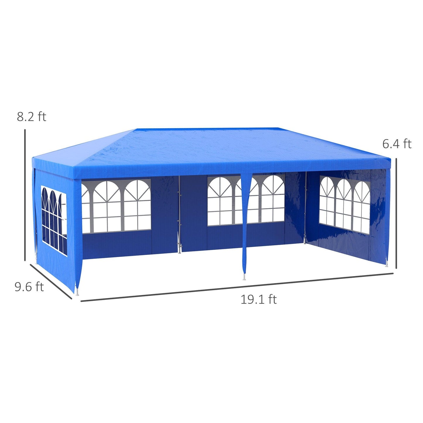 '-Outsunny Large 10' x 20' Gazebo Canopy Party Tent with 4 Removable Window Side Walls, Wedding, Picnic Outdoor Events, Blue - Outdoor Style Company