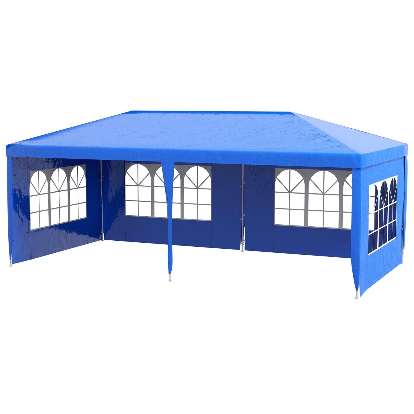 '-Outsunny Large 10' x 20' Gazebo Canopy Party Tent with 4 Removable Window Side Walls, Wedding, Picnic Outdoor Events, Blue - Outdoor Style Company