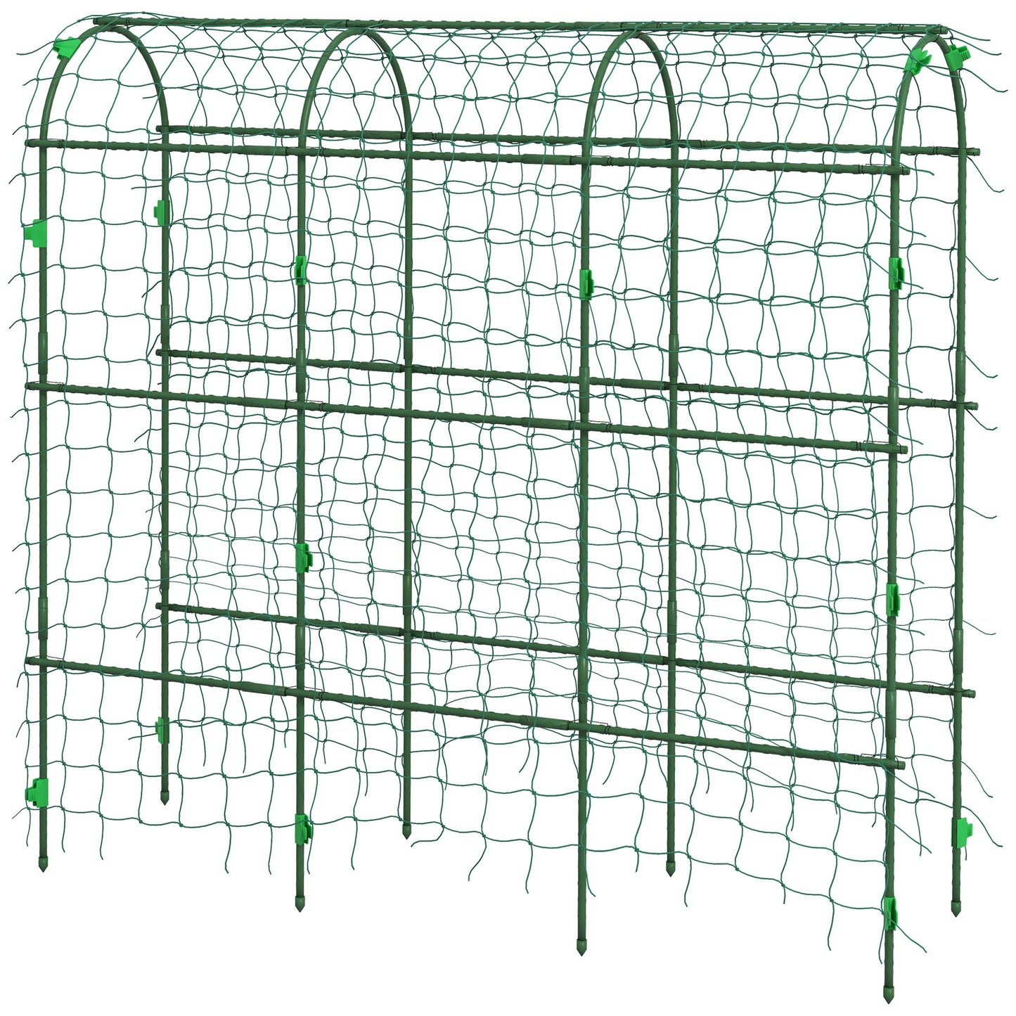 '-Outsunny Metal Garden Trellis, Arch Trellis for Climbing Plants Outdoor, A-Frame, with Climbing Net, 17" x 72" x 72", Green - Outdoor Style Company