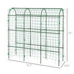 '-Outsunny Metal Garden Trellis, Arch Trellis for Climbing Plants Outdoor, A-Frame, with Climbing Net, 17" x 72" x 72", Green - Outdoor Style Company