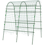 '-Outsunny Metal Garden Trellis, Arch Trellis for Climbing Plants Outdoor, A-Frame, with Climbing Net, 57" x 66" x 81", Green - Outdoor Style Company