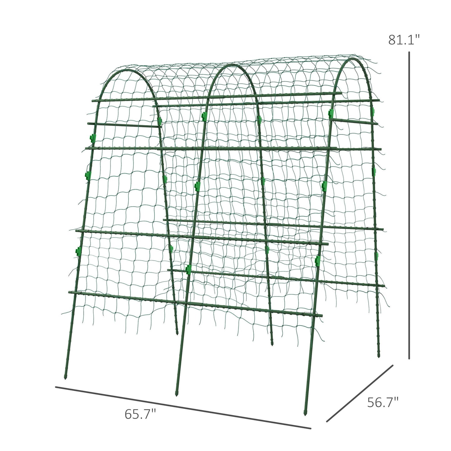 '-Outsunny Metal Garden Trellis, Arch Trellis for Climbing Plants Outdoor, A-Frame, with Climbing Net, 57" x 66" x 81", Green - Outdoor Style Company