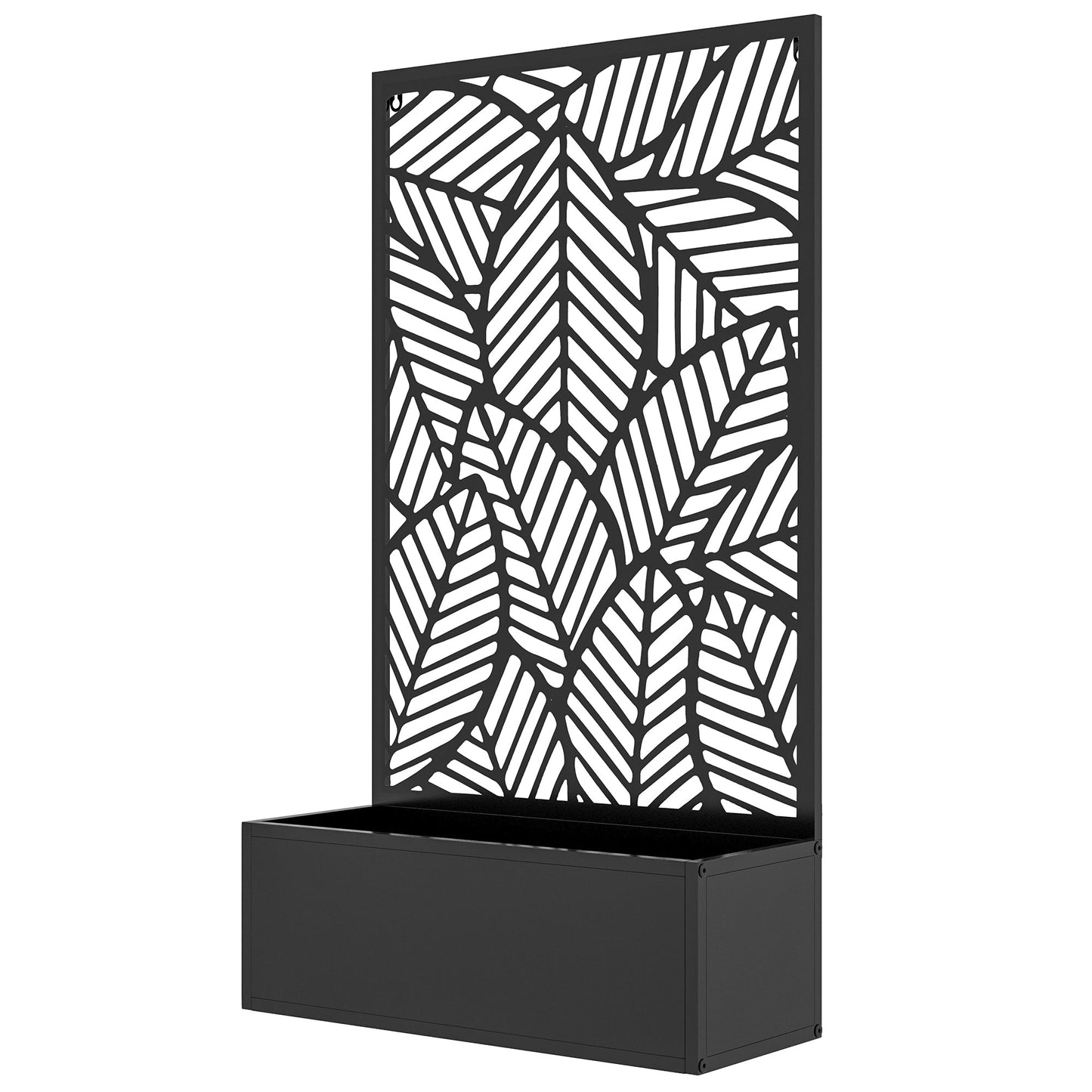 '-Outsunny Metal Outdoor Privacy Screen with Raised Garden Bed, Privacy Panel and Planter Box, Wall-Mounted or Freestanding, Black - Outdoor Style Company