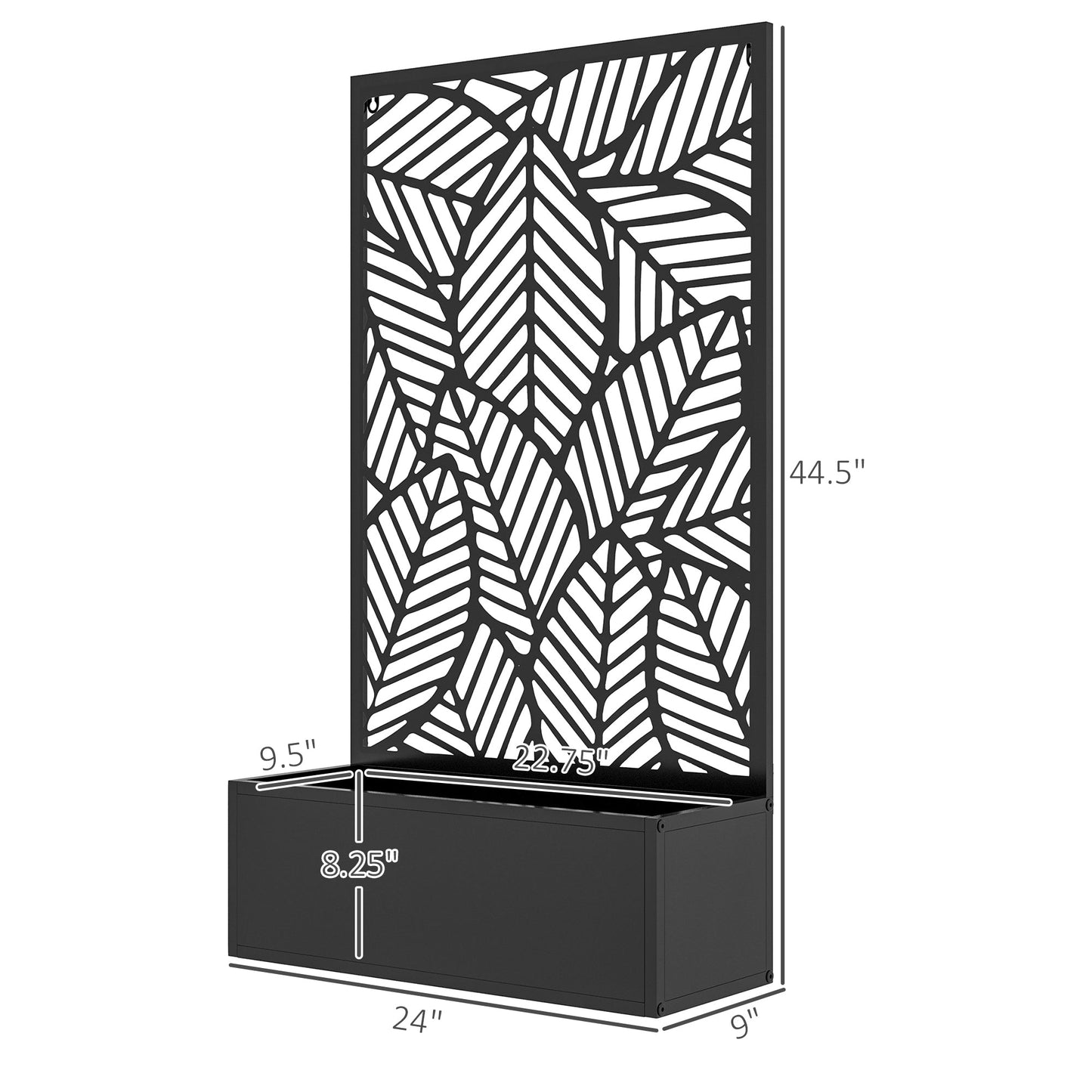 '-Outsunny Metal Outdoor Privacy Screen with Raised Garden Bed, Privacy Panel and Planter Box, Wall-Mounted or Freestanding, Black - Outdoor Style Company