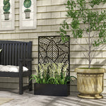 '-Outsunny Metal Outdoor Privacy Screen with Raised Garden Bed, Privacy Panel and Planter Box, Wall-Mounted or Freestanding, Black - Outdoor Style Company