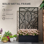 '-Outsunny Metal Outdoor Privacy Screen with Raised Garden Bed, Privacy Panel and Planter Box, Wall-Mounted or Freestanding, Black - Outdoor Style Company