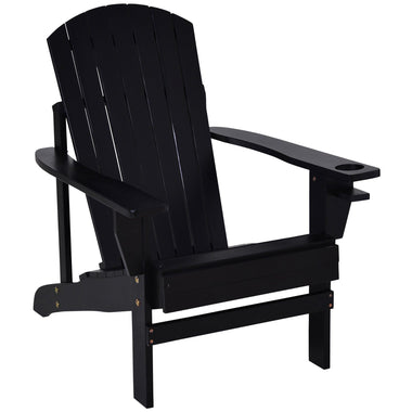 '-Outsunny Modern Adirondack Chair, with Built-in Cupholder, Supports Up to 330 lbs, Classic Log Lounge for Patio, Garden, Lawn, Black | Aosom.com - Outdoor Style Company