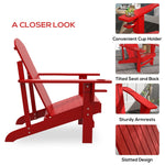 '-Outsunny Modern Adirondack Chair, with Built-in Cupholder, Supports Up to 330 lbs, Classic Log Lounge for Patio, Garden, Lawn, Red | Aosom.com - Outdoor Style Company