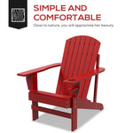 '-Outsunny Modern Adirondack Chair, with Built-in Cupholder, Supports Up to 330 lbs, Classic Log Lounge for Patio, Garden, Lawn, Red | Aosom.com - Outdoor Style Company