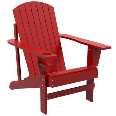 '-Outsunny Modern Adirondack Chair, with Built-in Cupholder, Supports Up to 330 lbs, Classic Log Lounge for Patio, Garden, Lawn, Red | Aosom.com - Outdoor Style Company