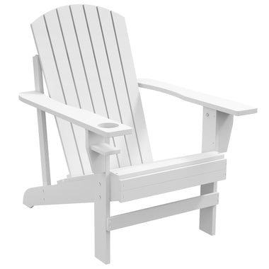 '-Outsunny Modern Adirondack Chair, with Built-in Cupholder, Supports Up to 330 lbs, Classic Log Lounge for Patio, Garden, Lawn, White | Aosom.com - Outdoor Style Company